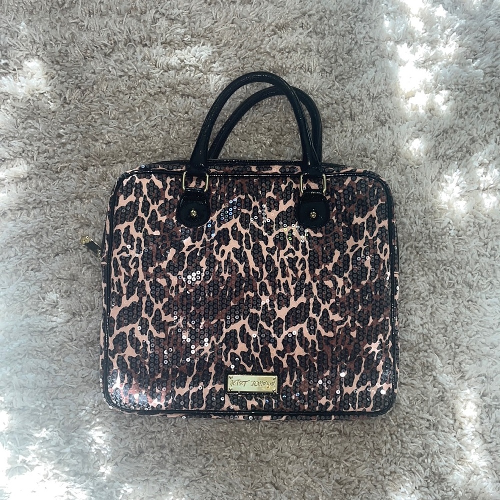 Betsey Johnson cheetah sequin laptop bag